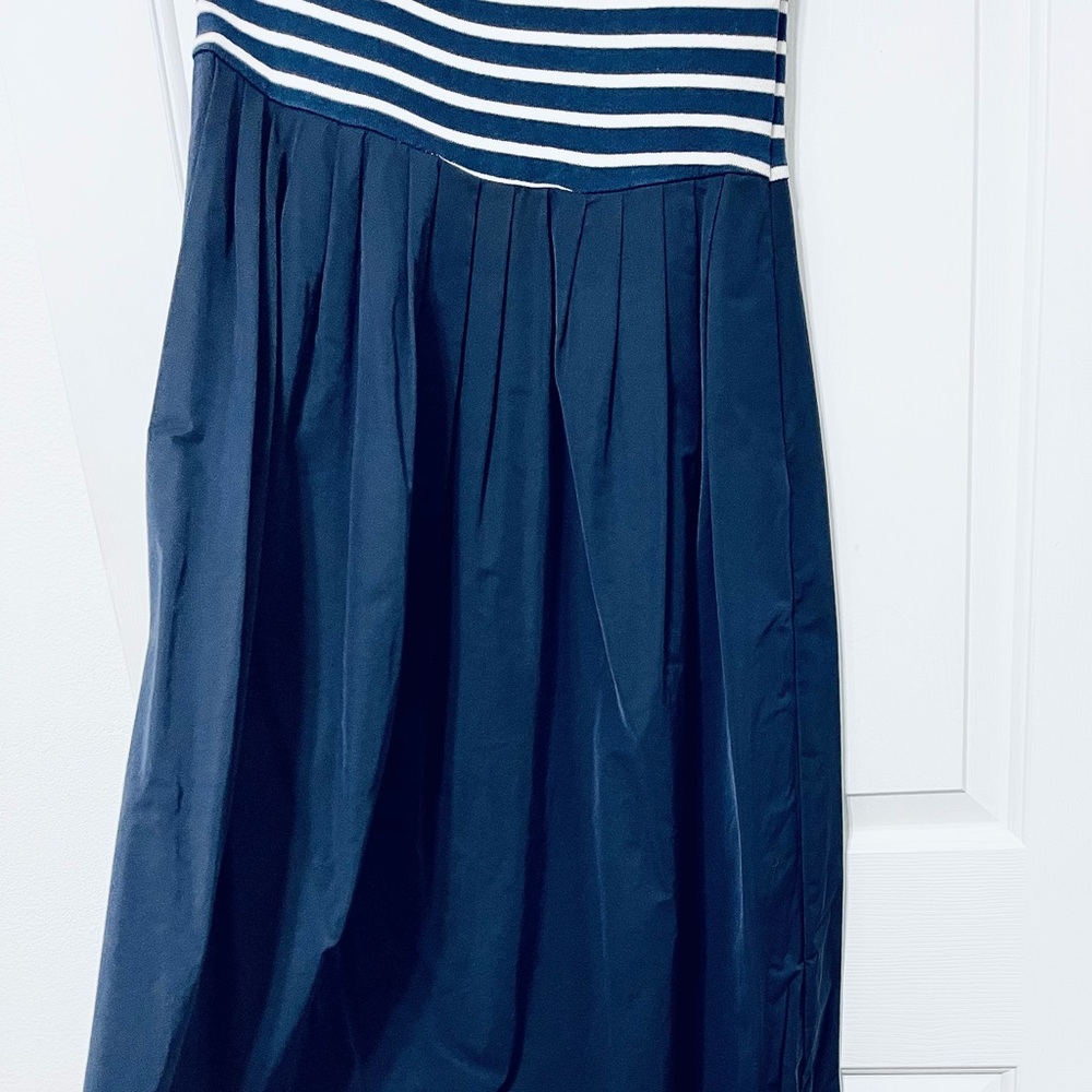 Sea New York Navy and White Striped Off-Shoulder Ruffle  Midi Maxi Dress size M - Picture 4 of 8